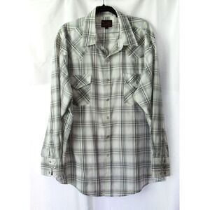 Plains Western Wear Long Sleeve Mens Shirt XL Pearl Snap Button Up